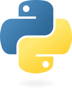 The official logo of the programming language Python, depicting two snakes, looking in opposite directions